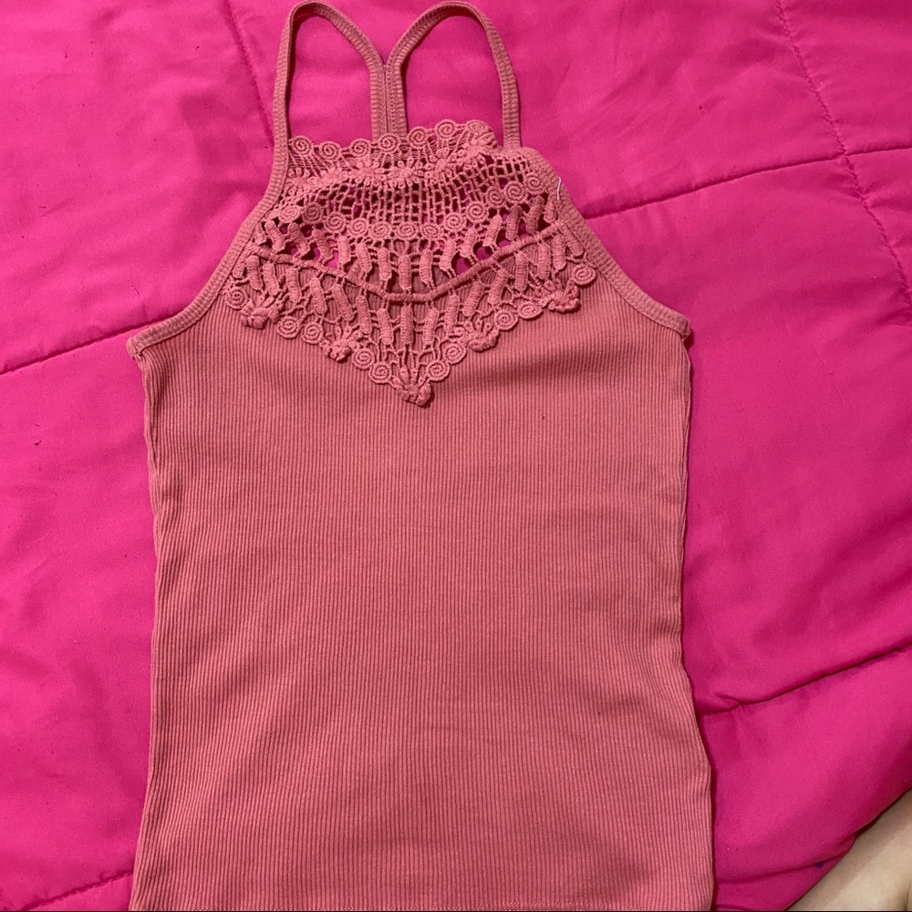 Halter neck lace top